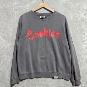 Cookies SF Crewneck Sweater Men's Medium Gray Logo Oversized‎ Berner Bay Area CA